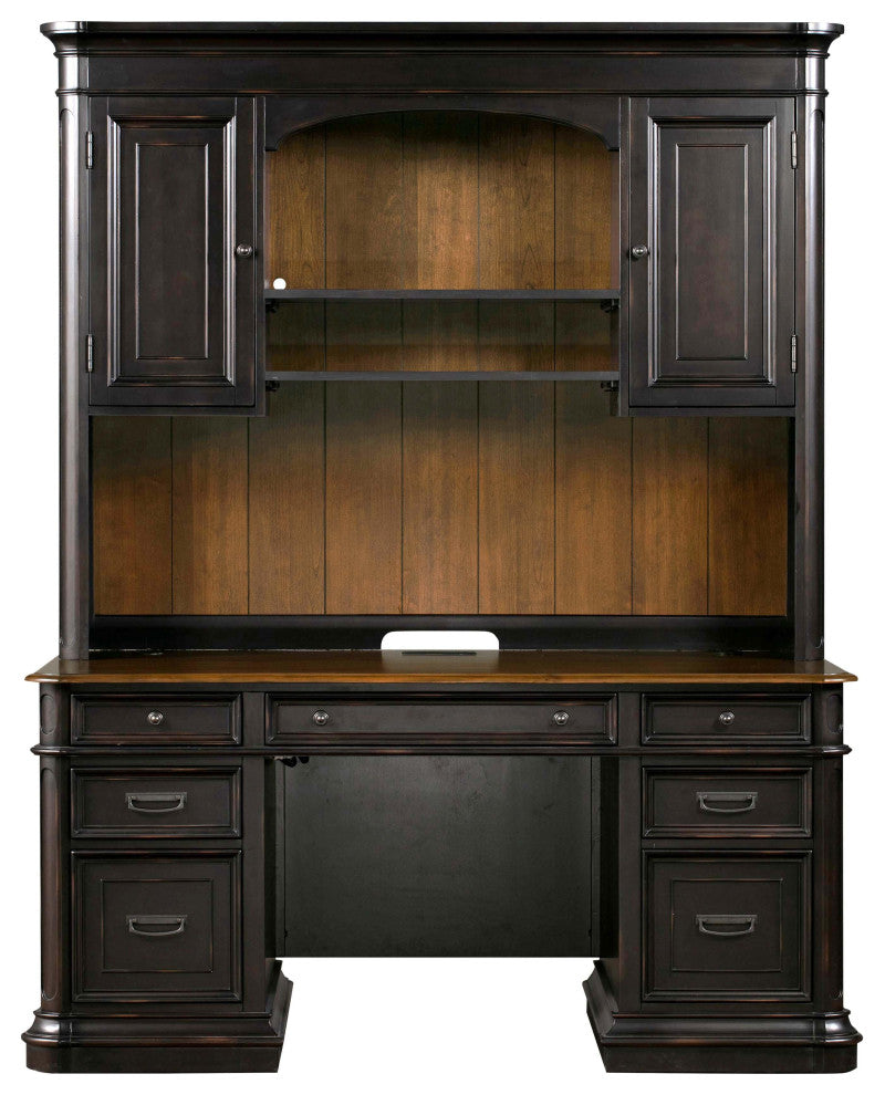 Roanoke Black Credenza & Hutch SET