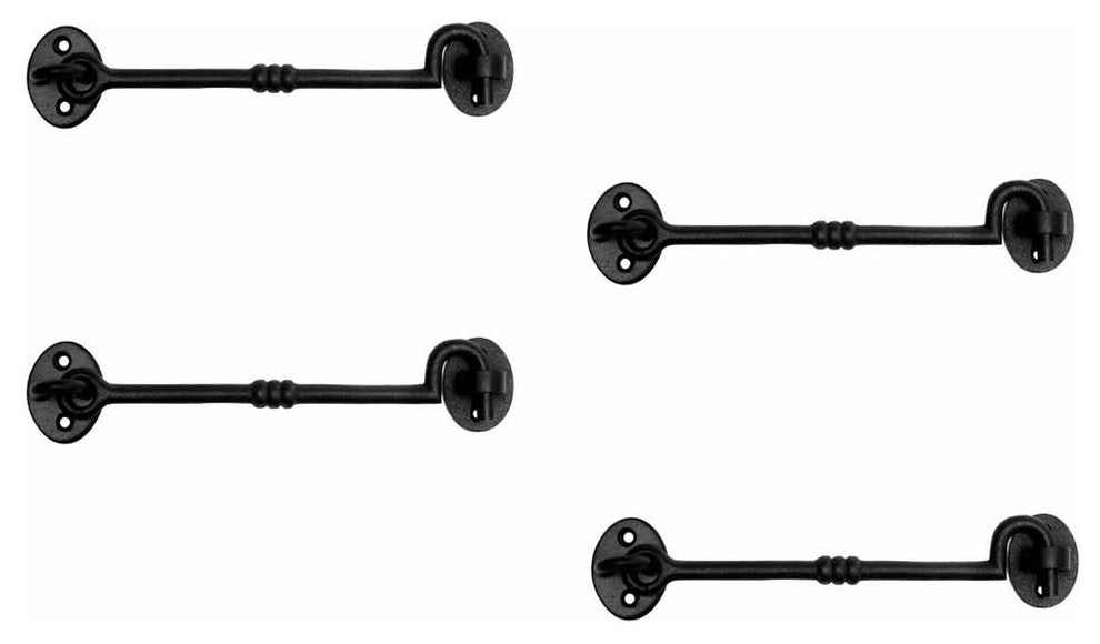 Black Wrought Iron Cabin Hook Eye 5" L with Screws Pack of 4 Renovators Supply