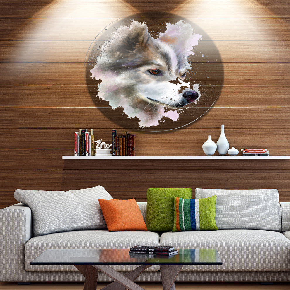 Cute Brown Dog Watercolor, Animal Round Wall Art, 23"