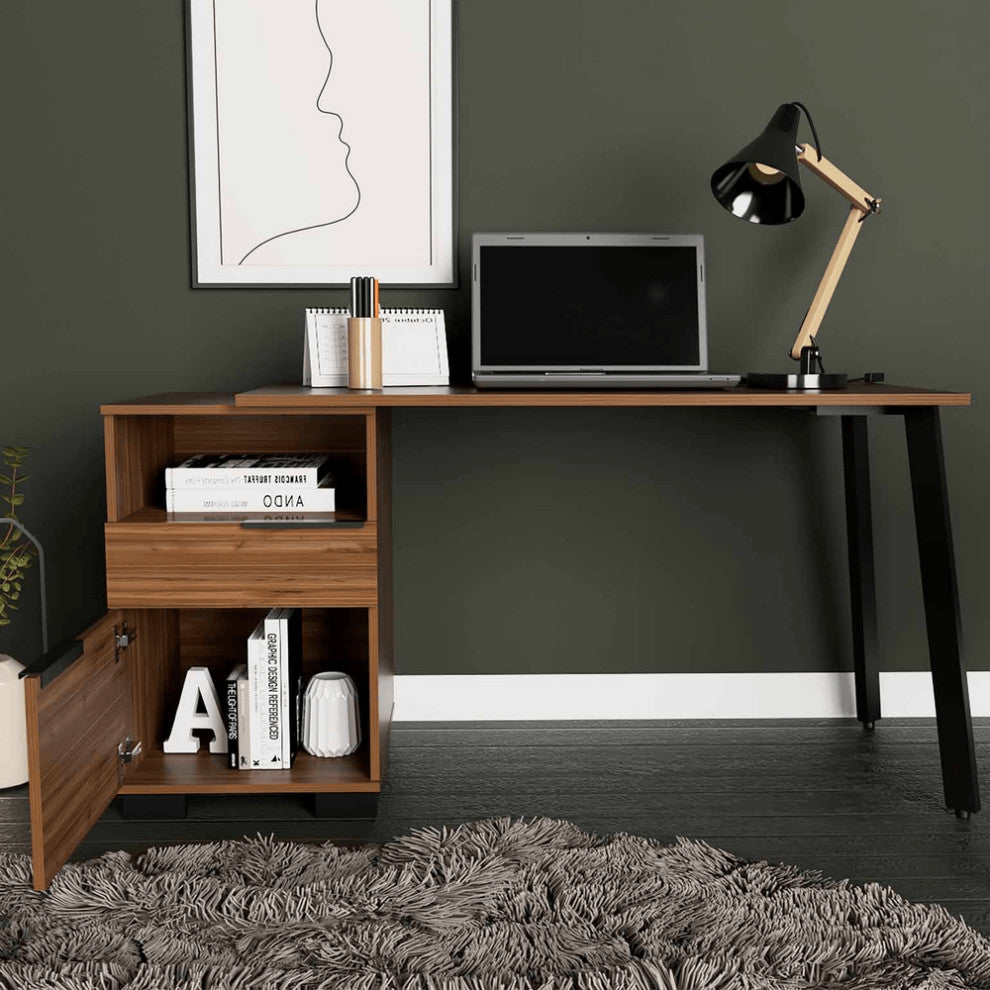 Contempo Flair Mahogany and Black Office Desk