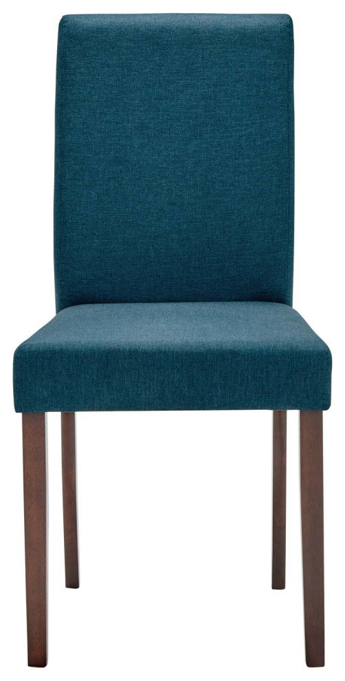 Side Dining Chair, Set of 2, Fabric, Wood, Blue, Modern, Cafe Bistro Restaurant