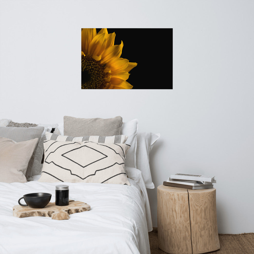 Sunflower in Corner Nature Photography, Floral Unframed Wall Art Print, 24" X 36"