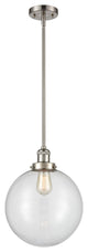 Beacon Mini Pendant, Brushed Satin Nickel, Clear