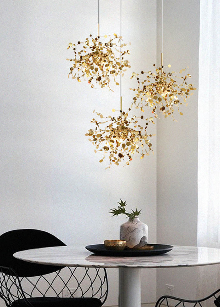 MIRODEMIÂ® La Venturi | Chandelier in a Nordic Style for Dining Room, Golden, 3 Heads, Warm Light