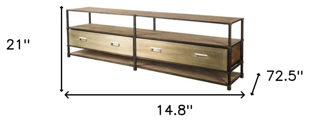15" Brown Solid Wood 4 Legs Console Table