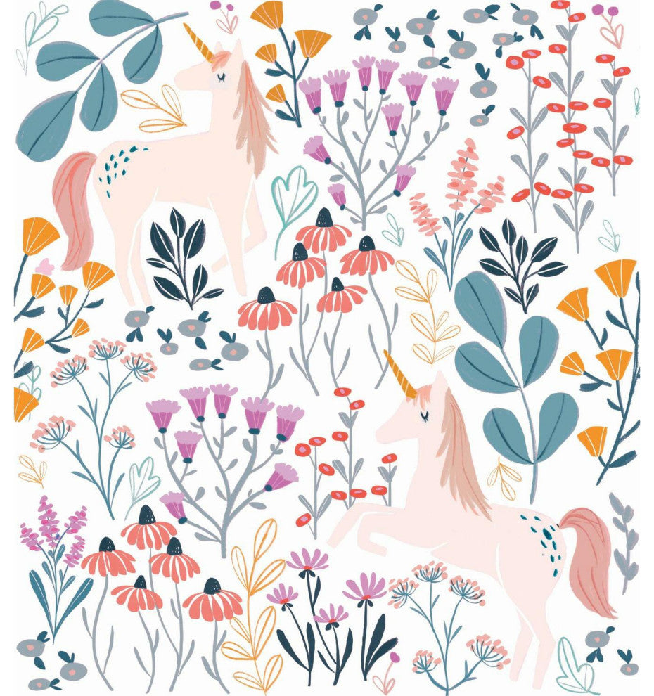 White & Pink Unicorn Paradise Peel & Stick Wallpaper