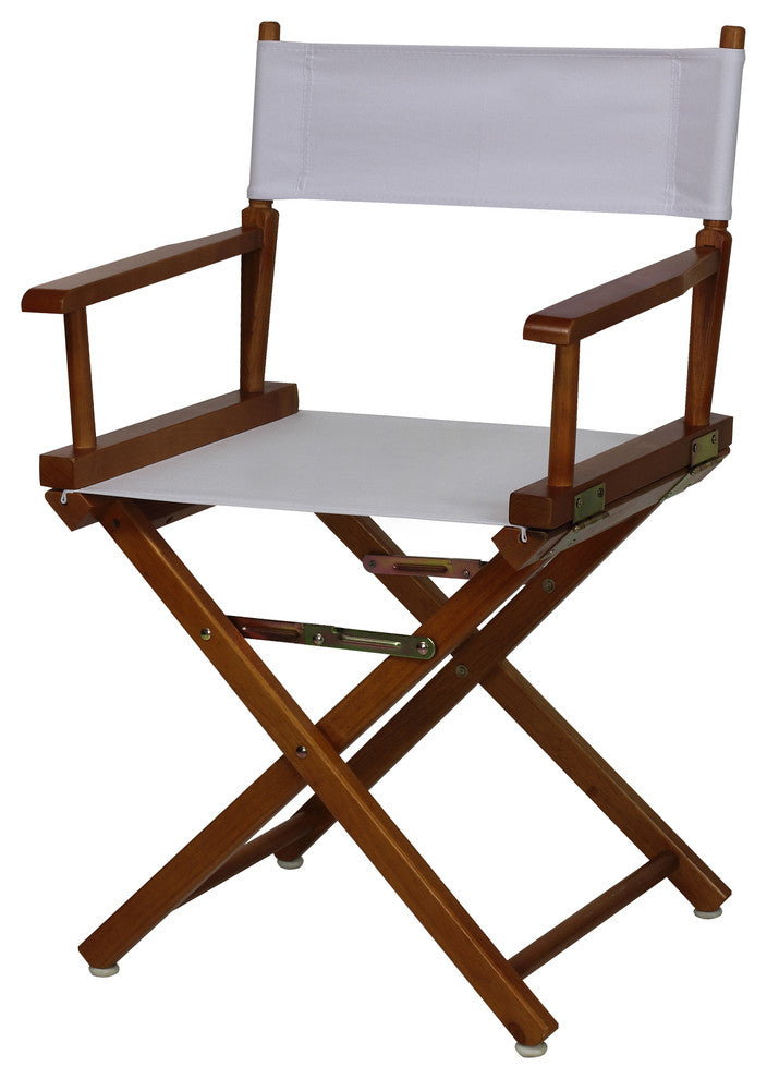 018" Director's Chair Honey Oak Frame-White Canvas