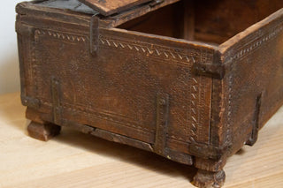 Rustic Carved Antique Cash Box
