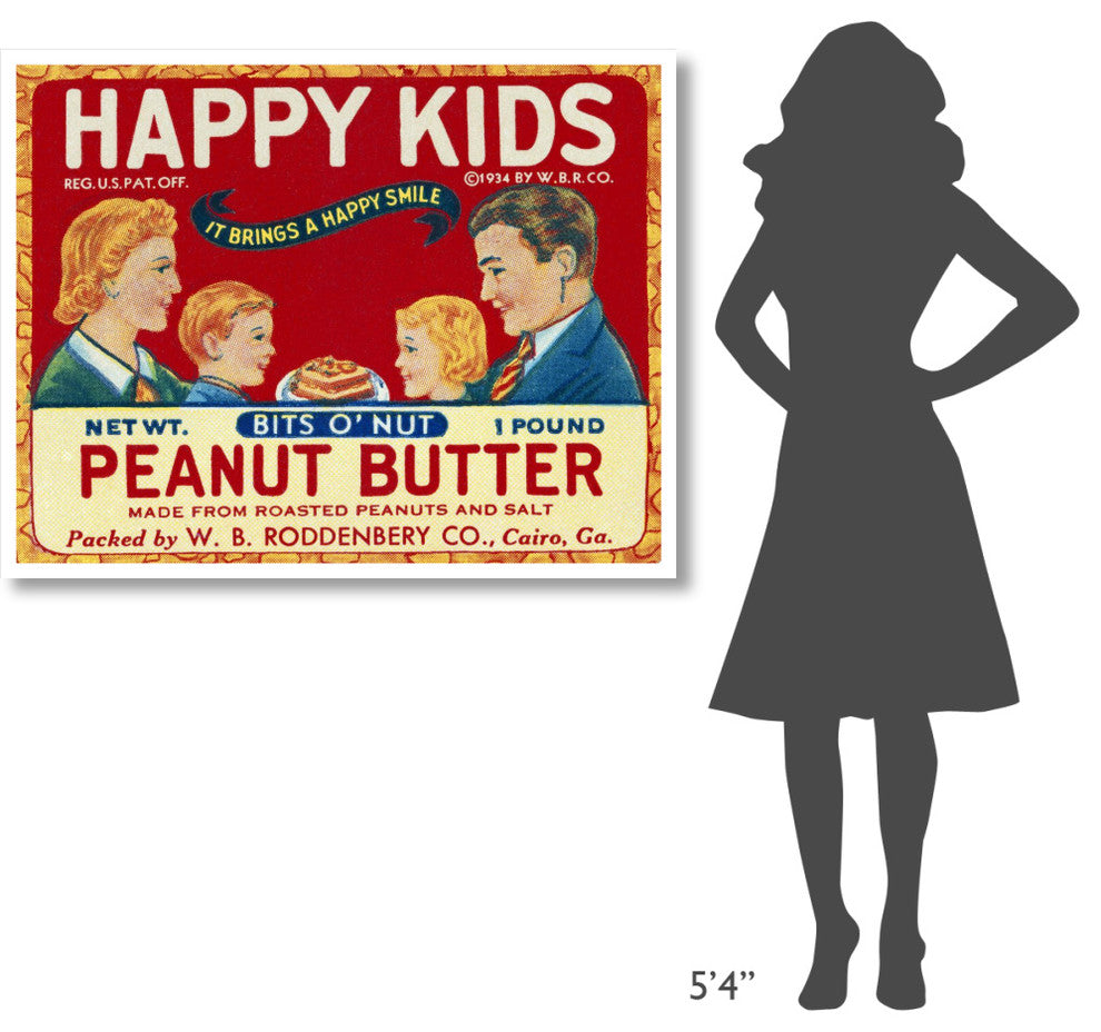 "Happy Kids Bits o' Nut Peanut Butter" Print by Retrolabel, 46"x36"