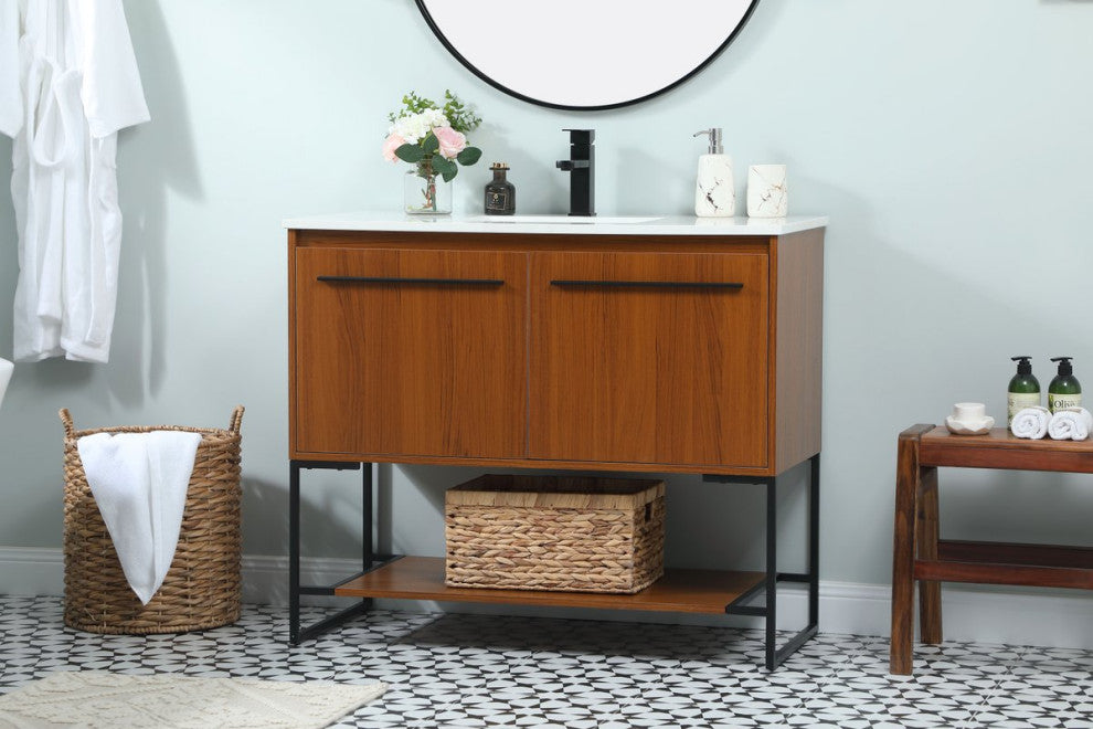 Sue 40" Single Bathroom Vanity, Teak