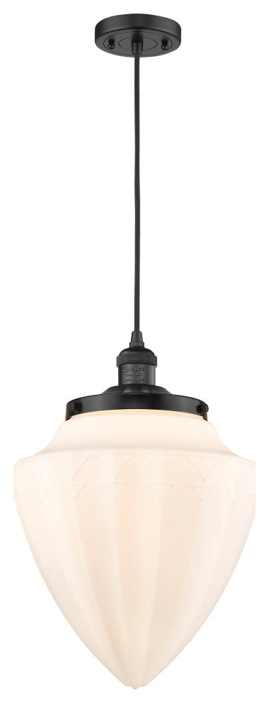 Large Bullet 1 Light Mini Pendant, Matte Black, Matte White