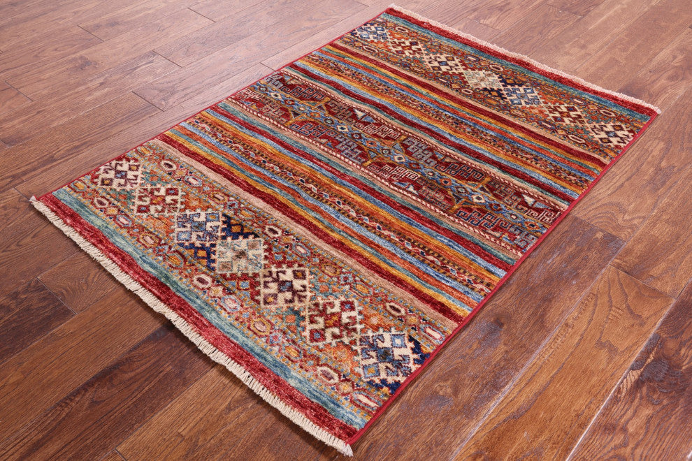 2' 8" X 3' 10" Super Kazak Khorjin Handmade Wool Rug Q11035