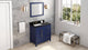 Cade Transitional 36" Hale Blue Left Offset Sink Vanity, Black Granite Vanity To