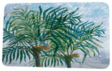 Beach Vacation Palms Floral Print Bath Mat, Blue, 17"x24"