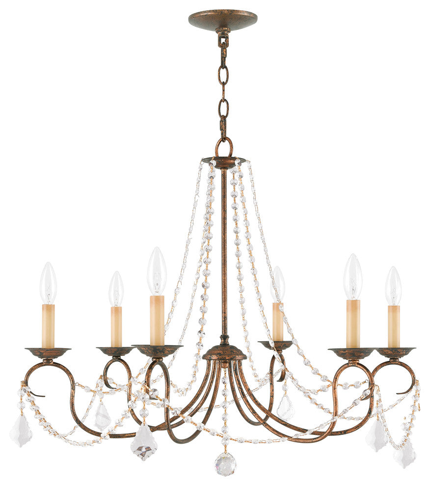 Pennington Chandelier, Hand-Applied Venetian Golden Bronze
