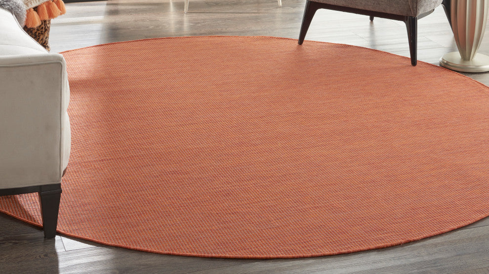 Nourison Positano Contemporary Area Rug, Terracotta, 8'xround
