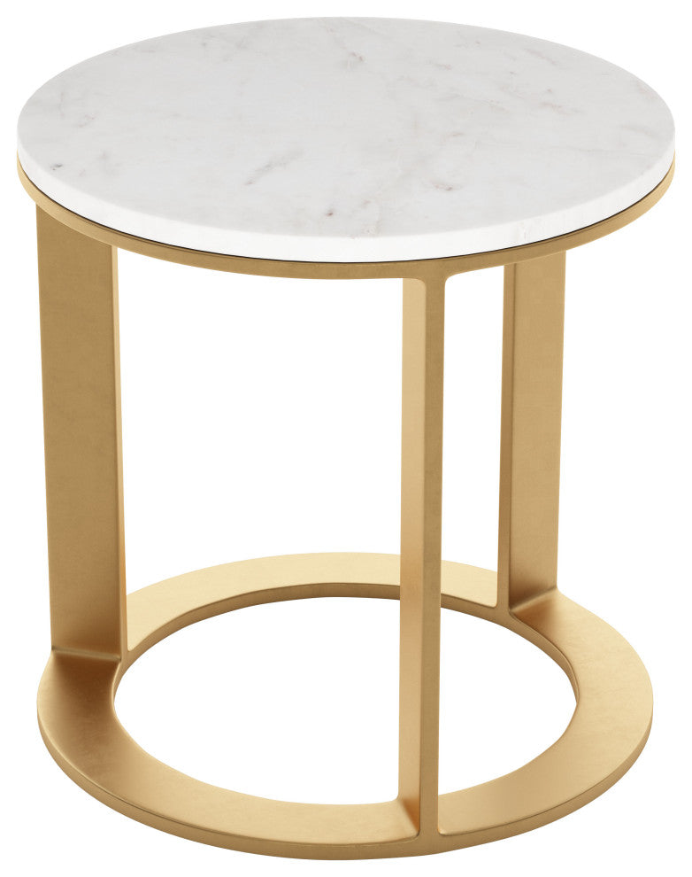Helena Marble Side Table White & Gold