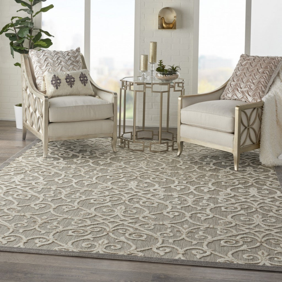 8 x 11 Natural and Gray Indoor Outdoor Area Rug