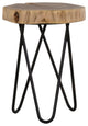 Benzara BM286410 Side Table, Wood Tabletop, Hairpin Style Iron Legs, Brown