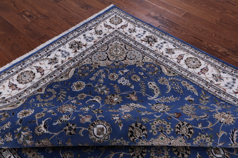 Hand Knotted Wool and Silk Persian Nain Rug 8' 1" X 10' 0" Q11648