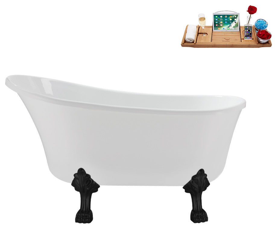 51'' Streamline N373BL-IN-BNK Soaking Clawfoot Tub and Tray With Internal Drain