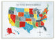 Colorful World Map of USA Kids Nursery Painting, 12"x18"