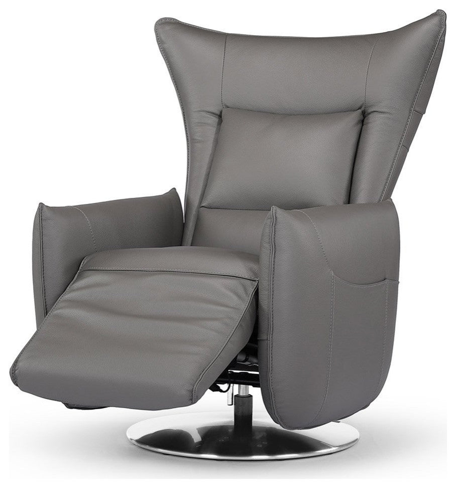 Hyland Reclining Chair with Swivel Base and Top Grain Leather
