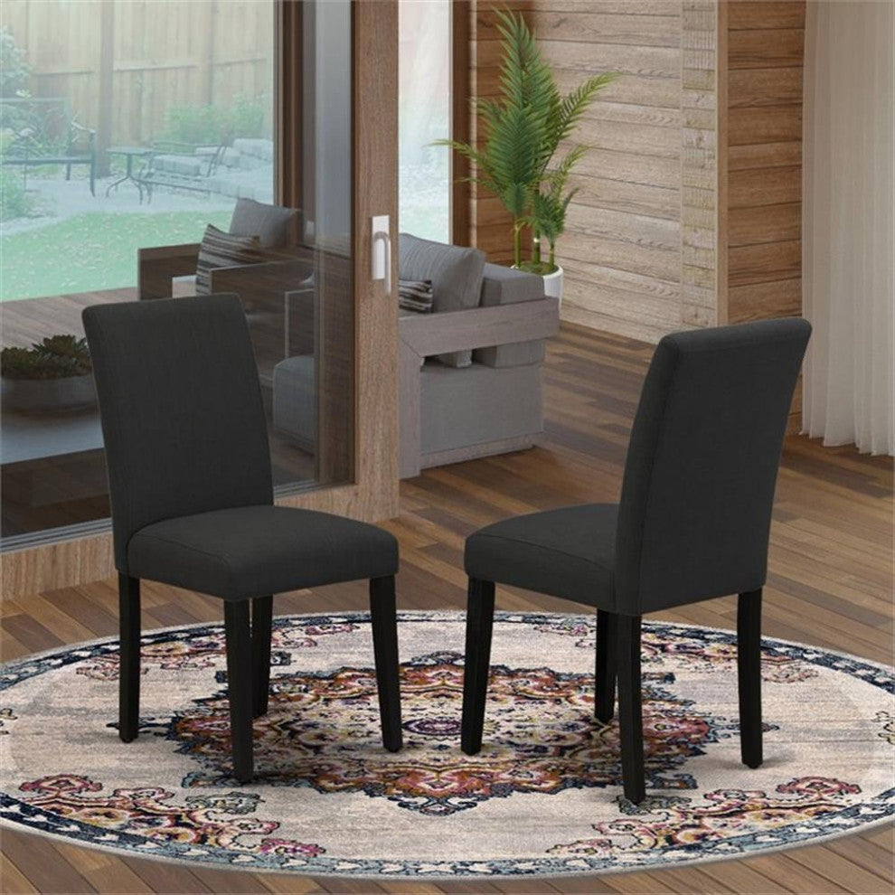 Atlin Designs 36" Linen Dining Chairs in Black (Set of 2)
