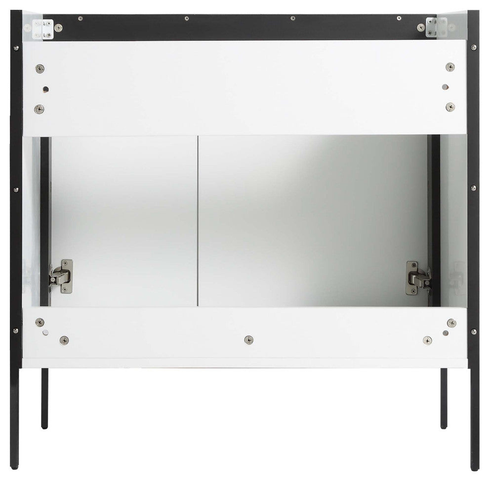 Oakville Bath Vanity, Ceramic Sink, White Matte, 30 Inch, Black Hardware