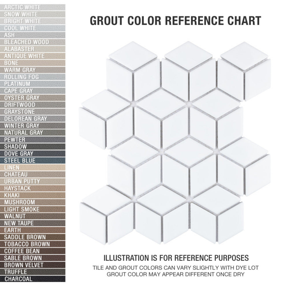 Hudson Rhombus Porcelain Mosaic Tile Sample