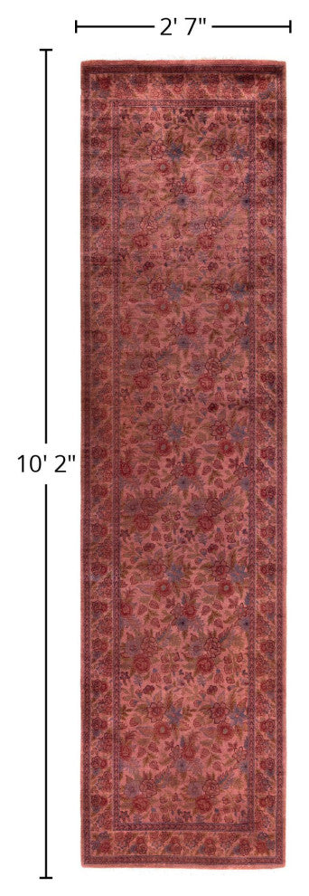 Overdyed One-of-a-Kind Hand-Knotted Area Rug Pink, 2' 7" x 10' 2"