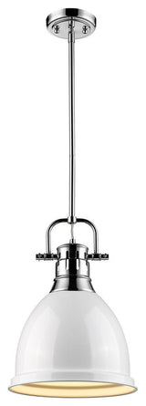 Golden Lighting Duncan Small Pendant With Rod, Shade: White, Chrome