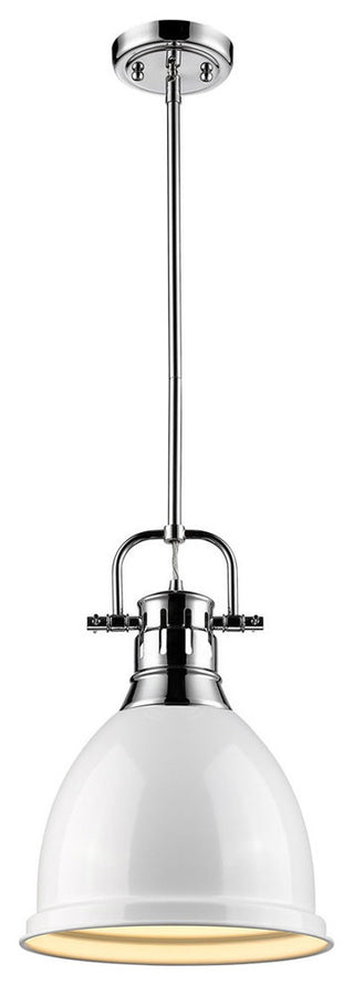 Golden Lighting Duncan Small Pendant With Rod, Shade: White, Chrome