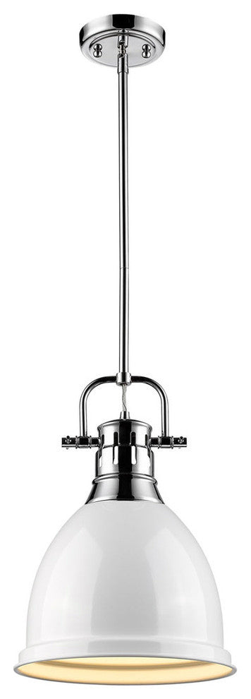 Golden Lighting Duncan Small Pendant With Rod, Shade: White, Chrome