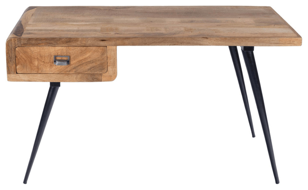 54" Brown And Black Mango Wood Writing Desk