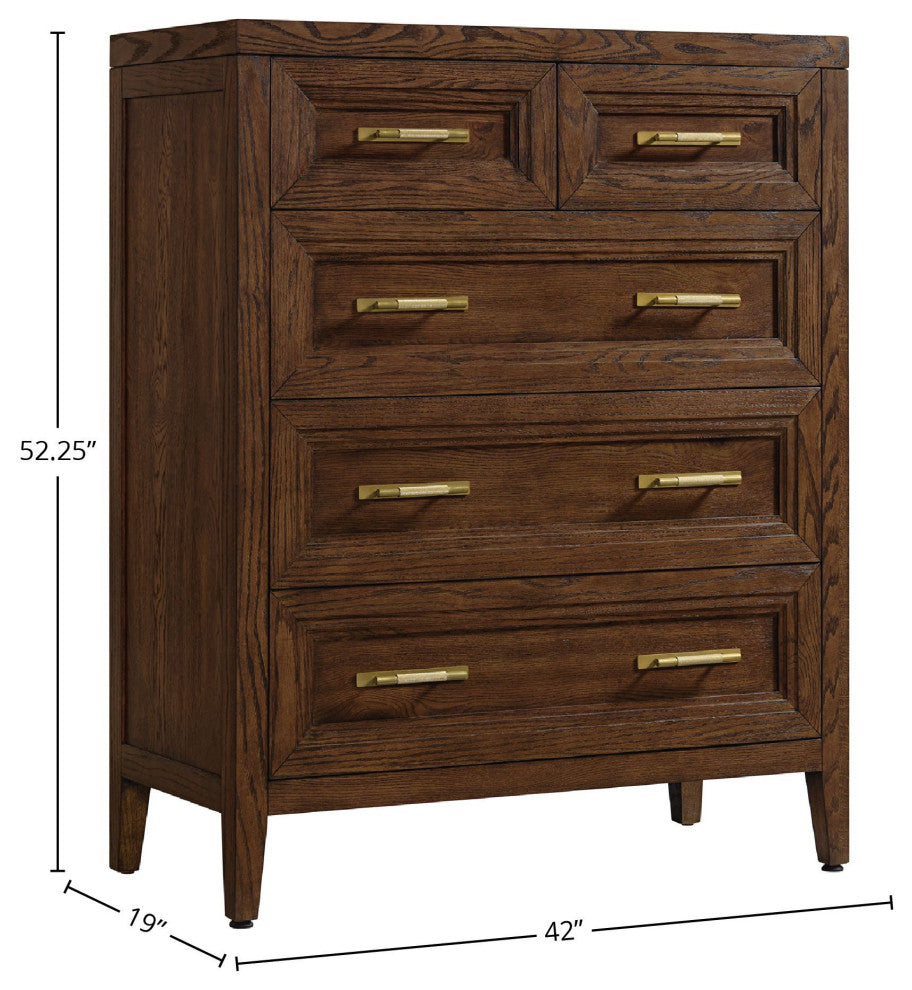 Marlow 5-Drawer Solid Oak Chest, Sable