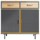 32" Tall Metal 2-door Accent Cabinet with 2-drawer, Dark Gray