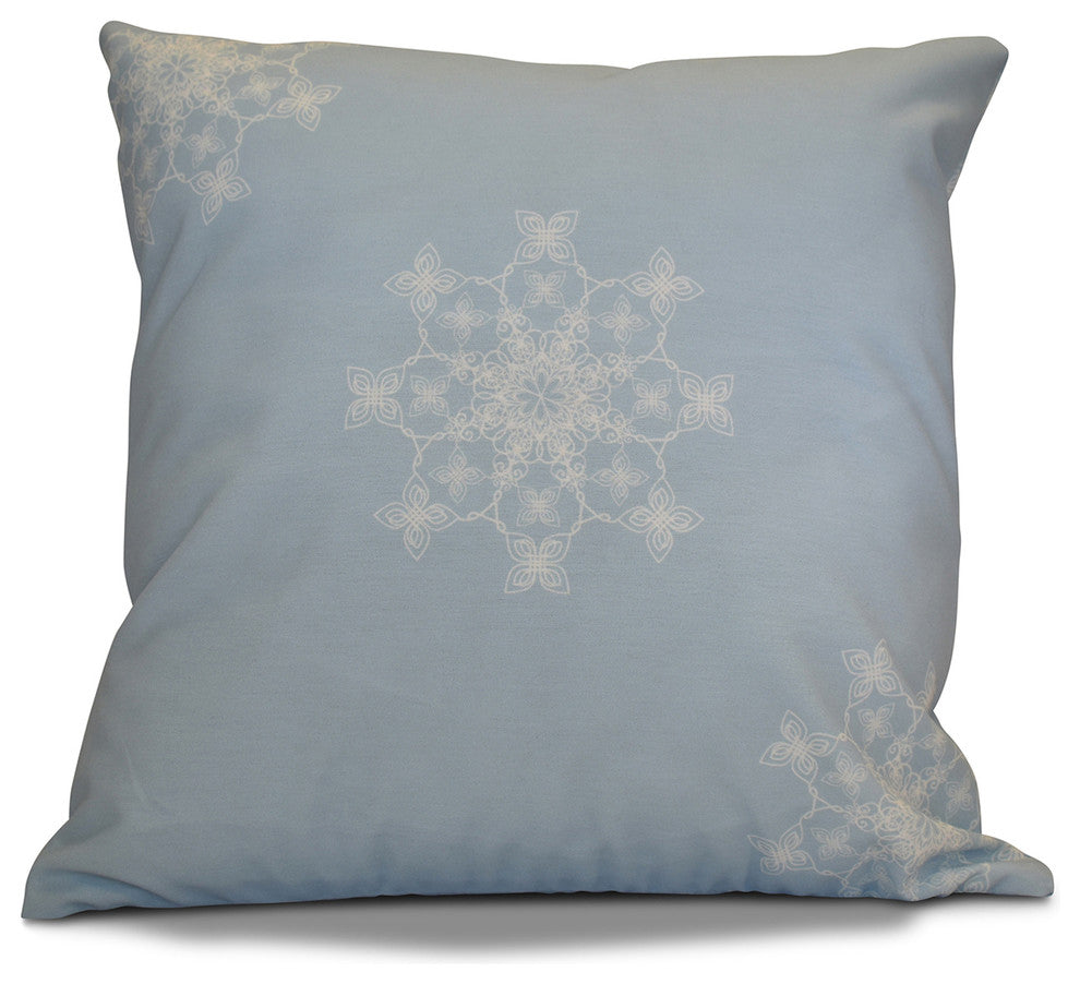 Decorative Holiday Pillow Geometric Print, Light Blue, 16"x16"