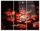 "Red Flowers in Fractal Pattern" Digital Metal Wall Art, 3 Panels, 36"x28"