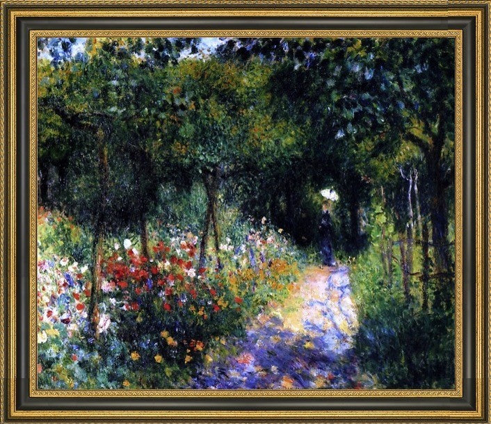Pierre Auguste Renoir A Women in a Garden Framed Premium Canvas Print, 20"x25"