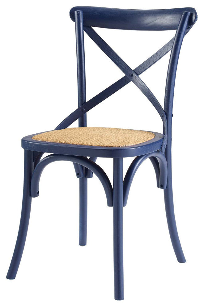 Side Dining Chair, Set of 2, Wood, Dark Blue, Modern, Cafe Bistro Restaurant