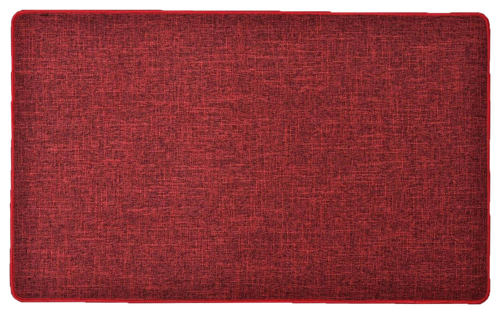 Woven Effect, Red, Kitchen Mat