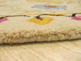 EORC Hand-tufted Wool Ivory Transitional Floral Paisley Rug, Round 7'9"