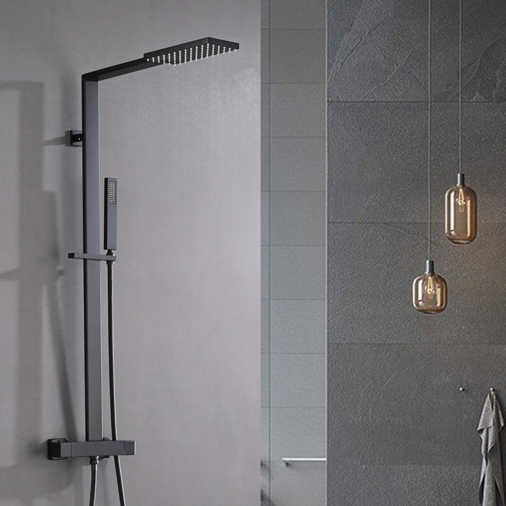 Wall mounted exposed installation shower system, Matte Black