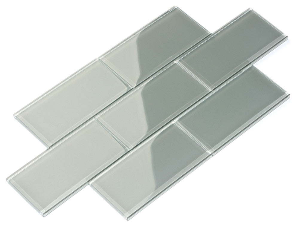3"x6" Glass Subway Collection, True Gray