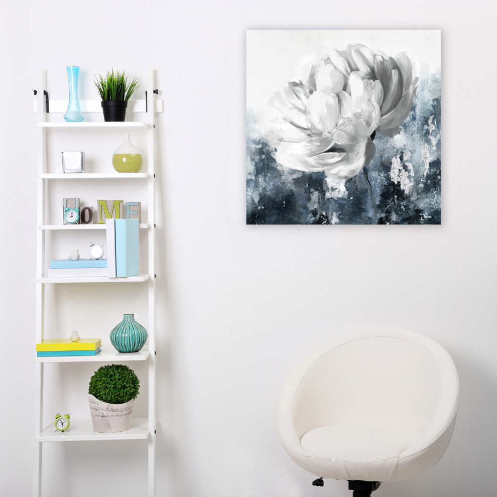 Abstract sliver flower - Oil Painting Print on Wrapped Canvas, Wall art, 30"x30"