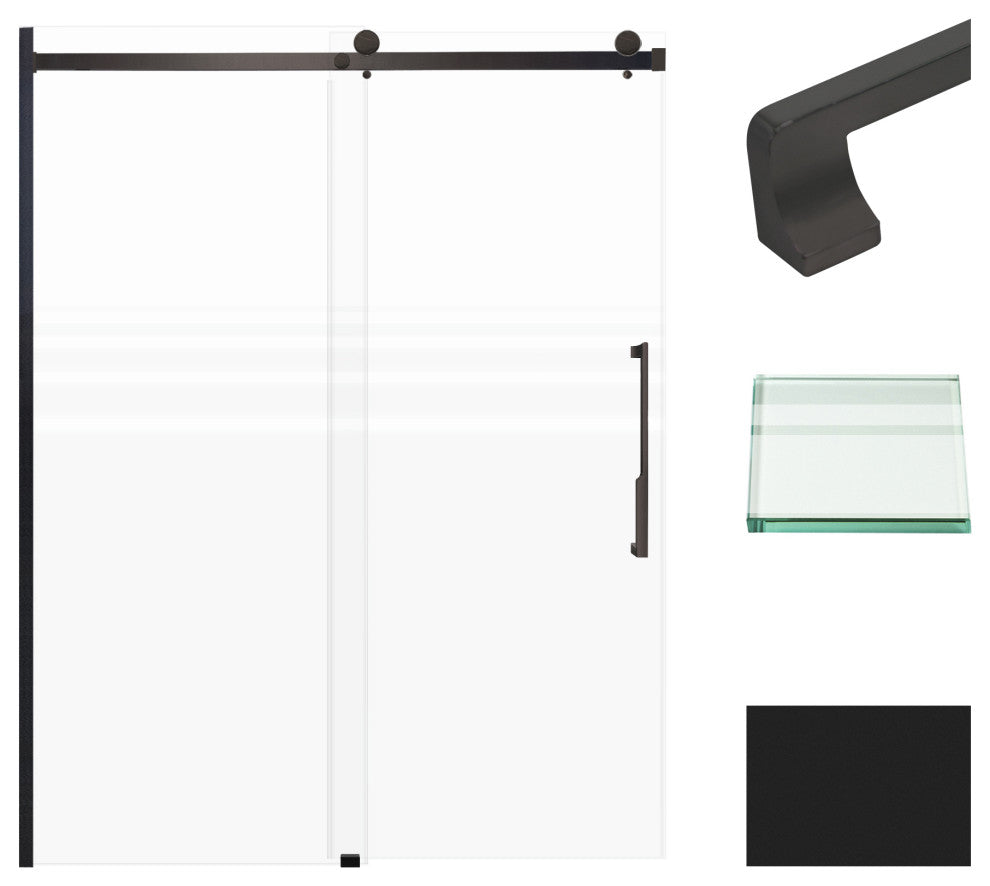 Transolid Madeline 60"x76" Frameless Shower Door with Fixed Panel in Matte Black