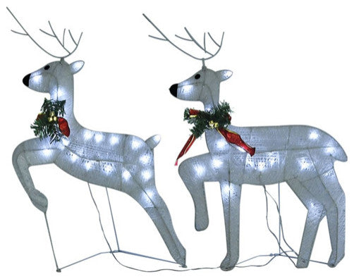 vidaXL Christmas Reindeers 2 Pcs Christmas Lighting Display with 40 LEDs White