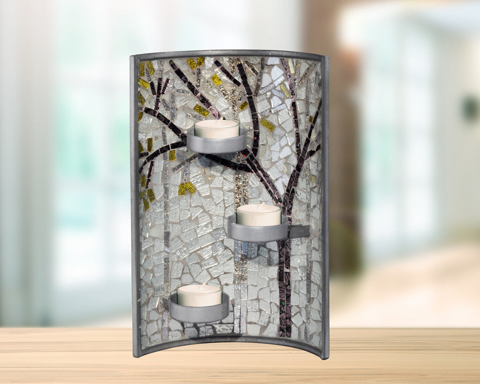 Glass Mosaic Autumn Candleholder