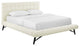 Ivory Julia Queen Biscuit Tufted Upholstered Fabric Platform Bed